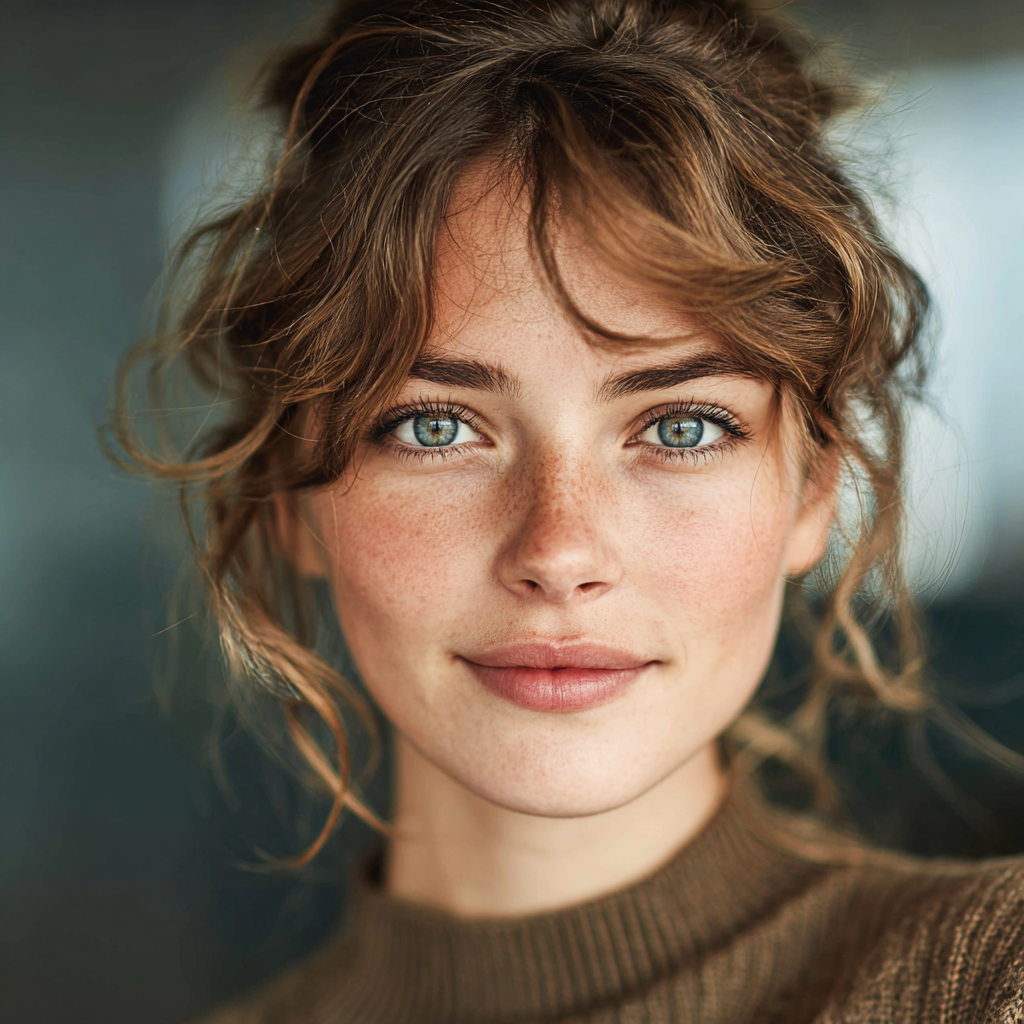 Smiling woman with healthy eyes looking confidently at camera in natural lighting